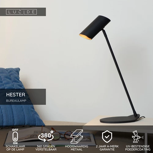 Lucide HESTER - Bureaulamp - 1xGU10 - Antraciet - USP